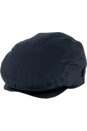 Barbour Caps, male, , M, Navy Cheviot Wax Flat Cap with Tartan Earflaps