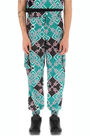 GCDS Tapered Trousers, male, , S, tartan monogram nylon cargo Trousers