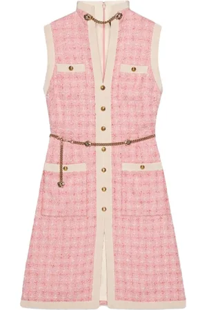 Gucci Summer Dresses, female, , XS, Short Tweed Dress with Chain Belt