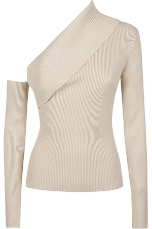 FEDERICA TOSI Long Sleeve Tops, female, , S, Crema Asymmetrical Jumper