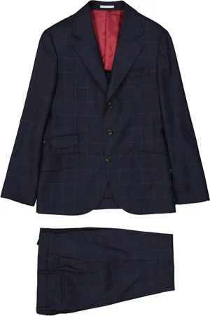 Brunello Cucinelli Wool Suit with Button Closure and Zip Fastening