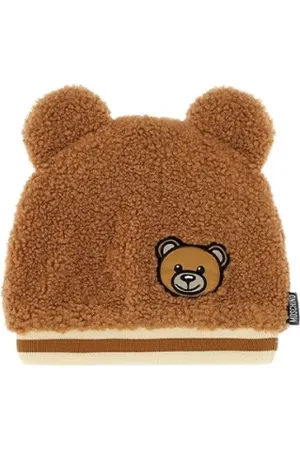 Moschino Hats & Caps, unisex, , M, Soft Teddy Bear Hat with Elastic and Golden Logo Patch