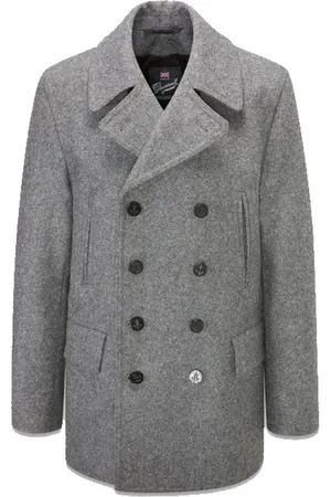 Gloverall Double-Breasted Coats, male, , S, Churchill Reefer Peacoat Grey-XS