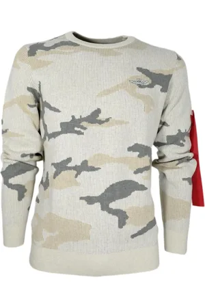 Aeronautica Militare Sweatshirts, male, , M, Mens Crew Neck Jumper with Camouflage Pattern