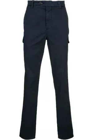 Brunello Cucinelli Straight Trousers, male, , XL, Navy Slim Cargo Trousers