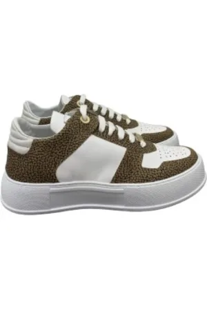 Borbonese Leather Trainers with Graffiti OP Natural Inserts