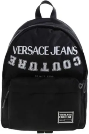 VERSACE Large Men`s Backpack with Embroidered Contrast Logo