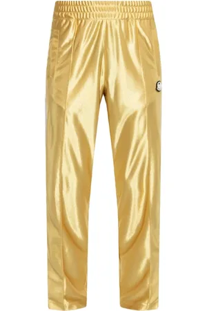 Moncler Straight Trousers, male, , M, Shiny Joggers with Logo Patch