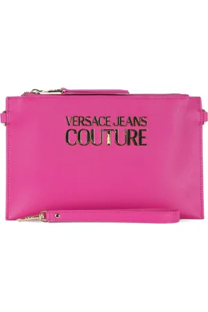VERSACE Clutches, female, , ONE SIZE, Logo Front Saffiano Clutch