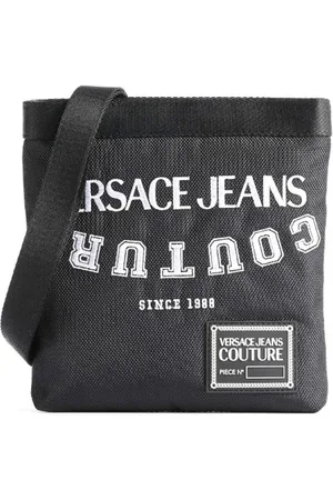 VERSACE Men`s Shoulder Bag with Embroidered Logo