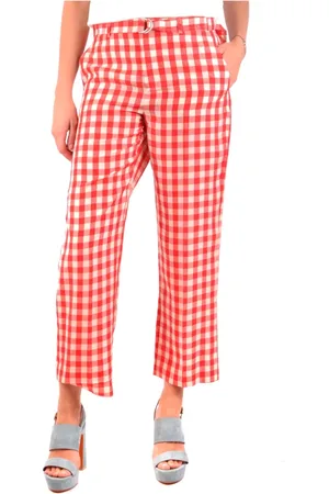 RED Valentino Wide Trousers, female, , M, Wide Leg Checkered Trousers