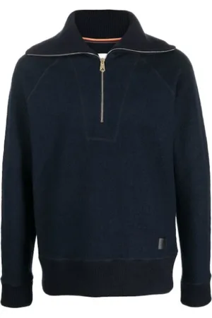 Paul Smith Sweatshirts, male, , S, Handmade Wool Training Shirt with Half Zip