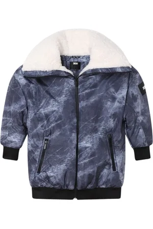 DKNY Winterjackets, unisex, , 8 Y, Jeans Pattern Full Zip Coat with Collar