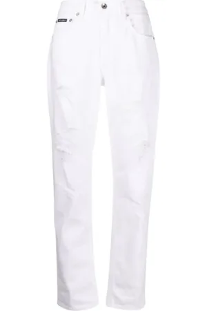 Dolce & Gabbana Straight Trousers, female, , 2XS, Distressed Boyfriend Jeans