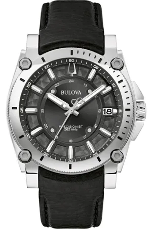 BULOVA Watches, male, , ONE SIZE, Precisionist Leather Strap Watch