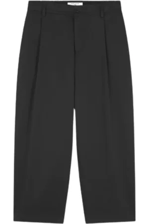Maison Kitsuné Wide Trousers, male, , S, Cropped Pleated Chino Trousers