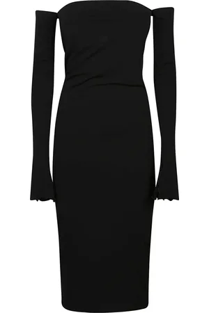 Andamane Lace Up Off-Shoulder Midi Dress