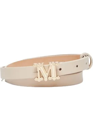 Max Mara Monogram Leather Belt with Metal Buckle