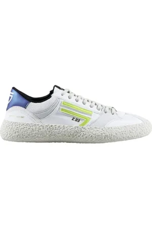 Puraai Sneakers, male, , 6 UK, Vintage Style White Vegan Trainers with Lime Logo