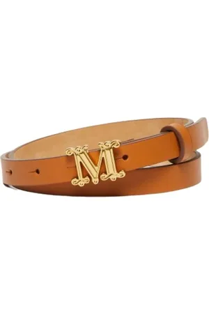 Max Mara Monogram Leather Belt with Metal Buckle