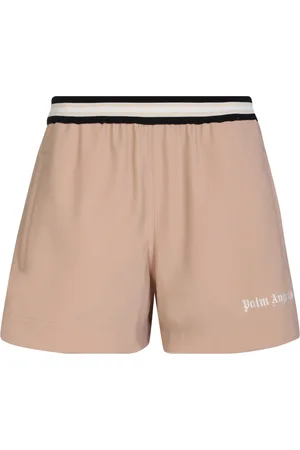 Palm Angels Running Shorts, female, , S, Beige Striped Running Shorts