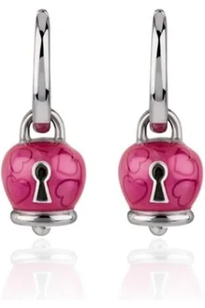 CHANTECLER Earrings, female, , ONE SIZE, Bell-shaped Earrings with Silver and Bougainvillea Enamel