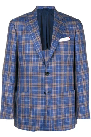 Kiton Checked Single Breasted Blazer