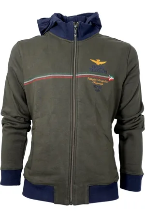 Aeronautica Militare Zip-throughs, male, , 3XL, Men`s Hooded Sweatshirt with Tricolor Arrows