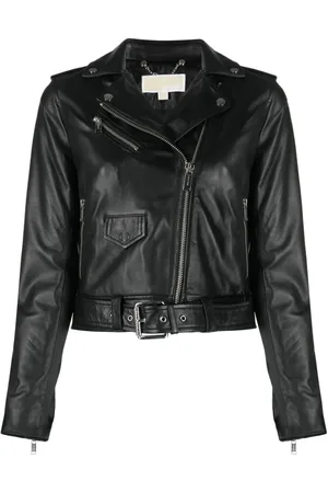 Michael Kors Leather Jackets, female, , L, Leather Biker Jacket