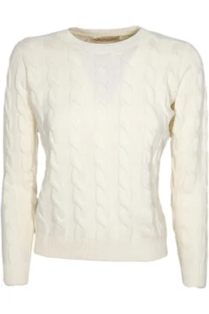 CASHMERE COMPANY Italian Made Cashmere and Wool Braided Crewneck Jumper