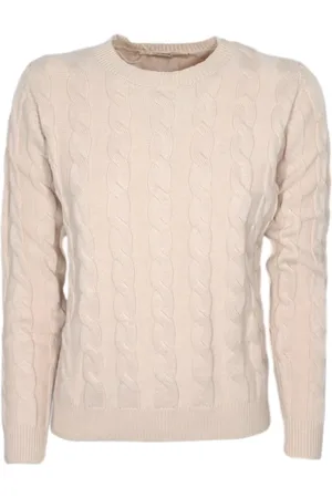 CASHMERE COMPANY Round-neck Knitwear, female, , XS, Braided Crew Neck Cashmere and Wool Jumper