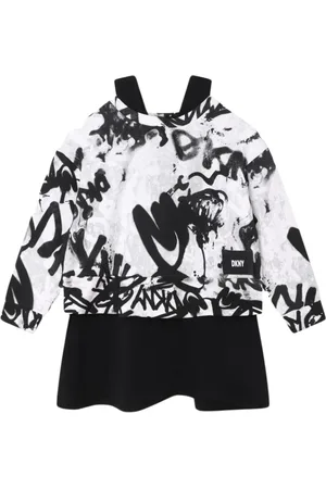 DKNY Long Sleeve Sweatshirt Dress with Logo Detail