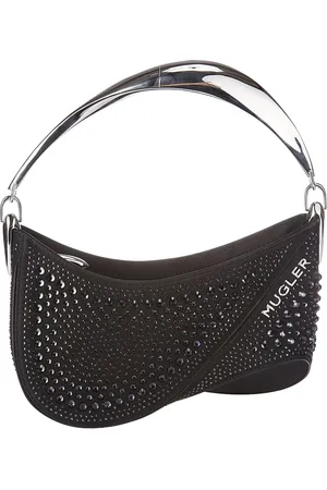 MUGLER Crystal Satin Bag with Metal Handle