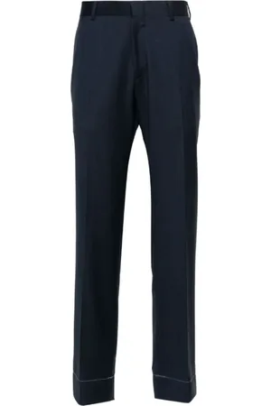 BRIONI Chinos, male, , L, Navy Tailored Trousers with Concealed Fastening