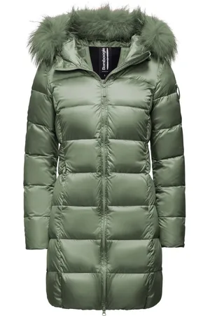Bomboogie Bright Nylon Puffer Jacket with Fur Hood