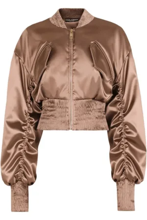 Dolce & Gabbana Stylish Brown Ruched Bomber Jacket