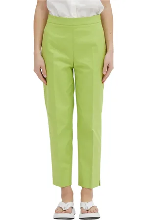 Moschino Chinos, female, , M, High-Waisted Slim Cigarette Leg Cotton Trousers