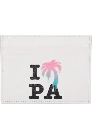 Palm Angels Graphic Print Cream Cardholder