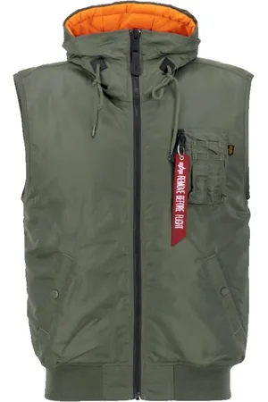 Alpha Industries Vests, male, , M, Hooded Ma-1 Vest in Sage