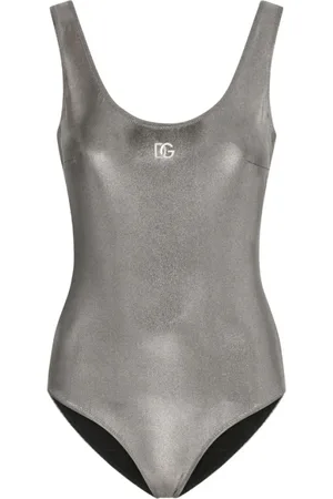 Dolce & Gabbana Metallic U-neck Swimsuit with Open Back