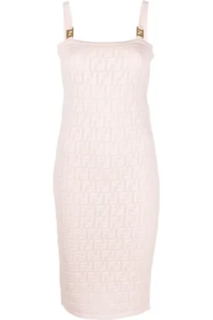 Fendi Blush Summer Dress with Debossed Logo