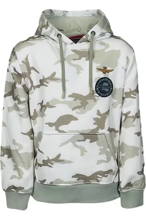 Aeronautica Militare Sweatshirts, male, , 16 Y, Camouflage Embroidered Hoodie with Heart Patch