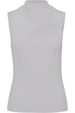 Drykorn Sleeveless Tops, female, , M, Elegant Ribbed Turtleneck Top in Ecru