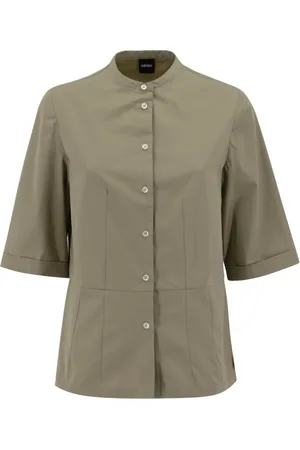 Aspesi Cotton Poplin Mandarin Collar Blouse