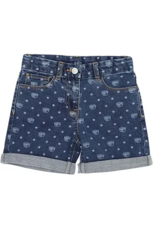 Chiara Ferragni Shorts, unisex, , 8 Y, Logo Allover Denim Shorts