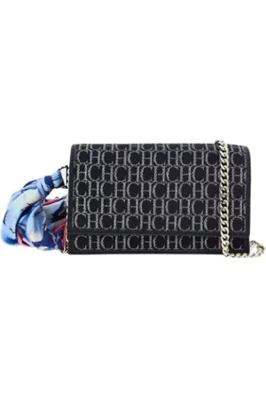 Carolina Herrera Mini Bags, female, , ONE SIZE, Canvas Chain Wallet with Baobab Leather Details