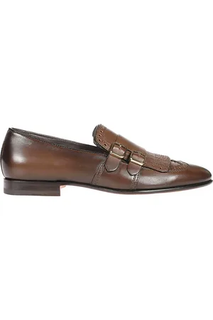 santoni Business Shoes, male, , 8 UK, Dark Double Monks Strap Shoes