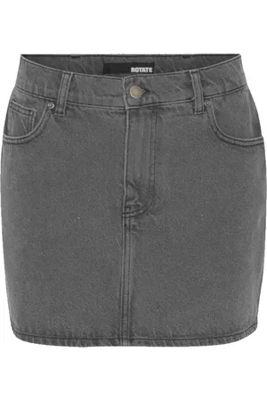 ROTATE Denim Skirts, female, , XS, Cotton Mini Skirt with Crystal Logo