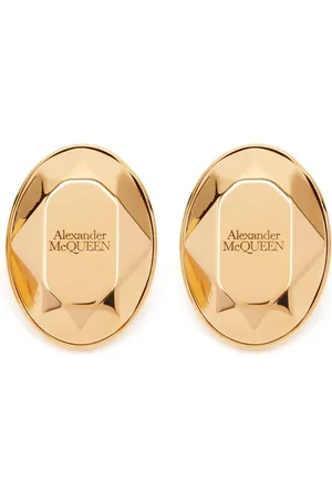 Alexander McQueen Golden Faceted Stone Stud Earrings