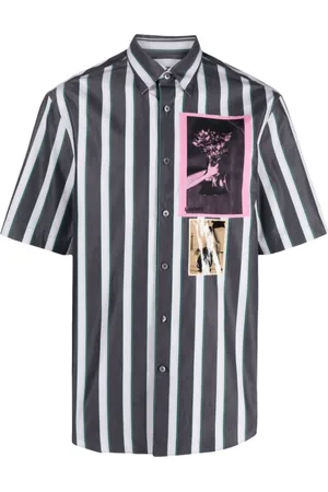 Lanvin Short Sleeve Shirts, male, , M, Striped Cotton Shirt